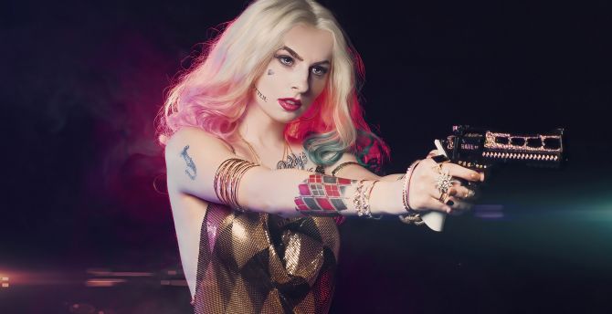 Harley Quinn, cosplay, girl model wallpaper
