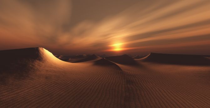 Sand, Desert, sunset, dunes, sunset, sky wallpaper