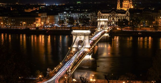 Chain Bridge, cityscape, aerial view, Budapest wallpaper