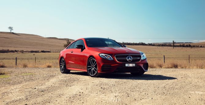 Off-road, Mercedes-Benz E-Class, red, sports sedan wallpaper