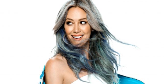 Hilary Duff, colored hair, American actress wallpaper