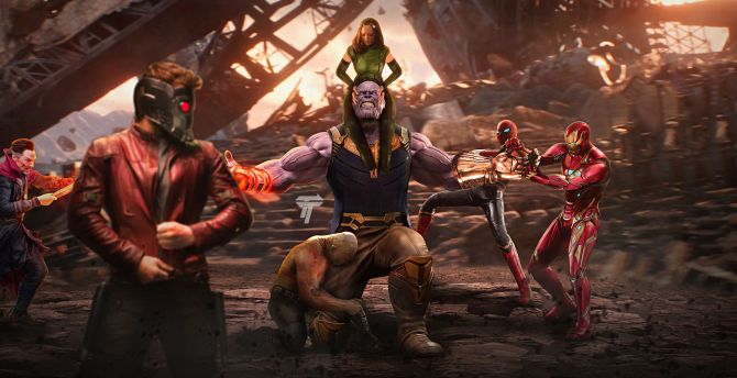 Thanos vs avengers, movie, artwork wallpaper