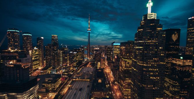 Toronto, cityscape, buildings, night wallpaper
