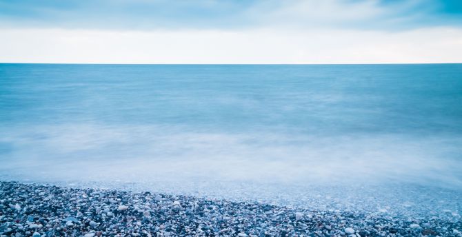 Blue beach, sea, pebbles wallpaper