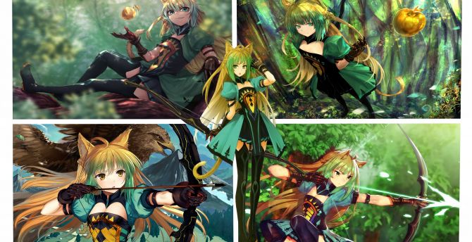 Collage, Atalanta, fate series, anime girl wallpaper