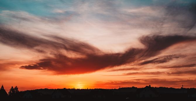 Clouds, nature, sky, sunset, afterglow wallpaper