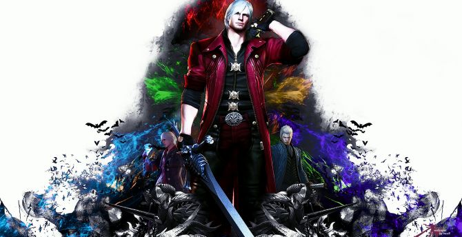 Dante, Devil May Cry, artwork, video game wallpaper