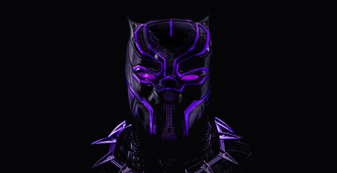 Black panther, superhero, dark, glowing mask wallpaper