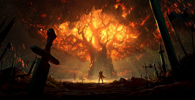 World of Warcraft: Battle for Azeroth, teldrassil burns, video game wallpaper