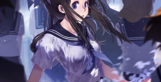 Curious, cute, anime girl, uniform, eru chitanda wallpaper