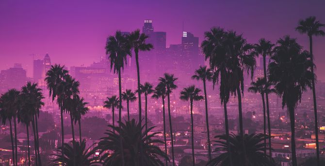 Los Angles, synthwave, cityscape, art wallpaper