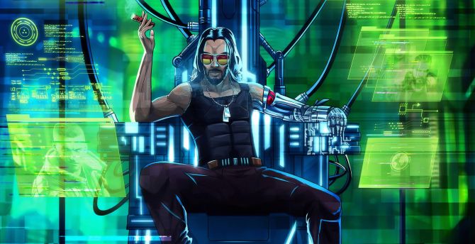 Cyberpunk 2077, Keanu Reeves, video game, 2019, fan artwork wallpaper