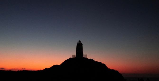 Lighthouse, silhouette, sunset wallpaper