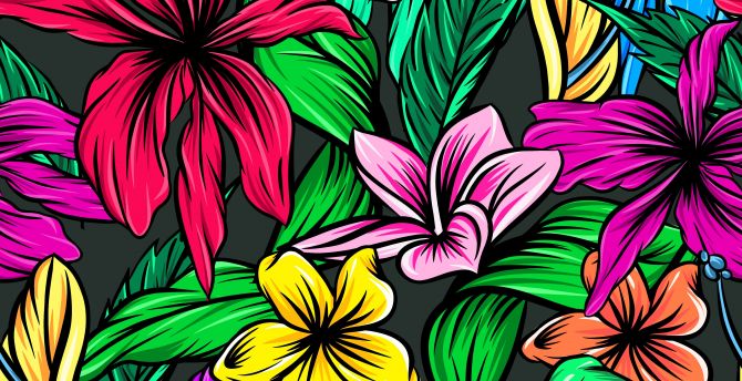 Abstract, colorful, flowers, digital art wallpaper