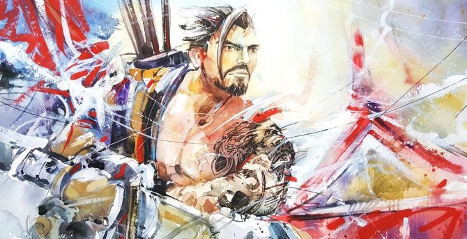 Hanzo, overwatch, online game, archer, art wallpaper