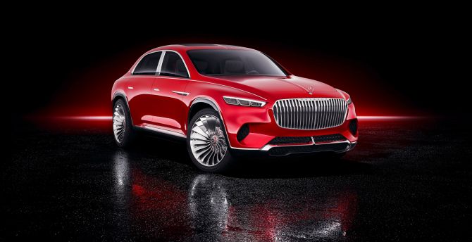 2018, red luxurious, Vision Mercedes-Maybach Ultimate Luxury wallpaper