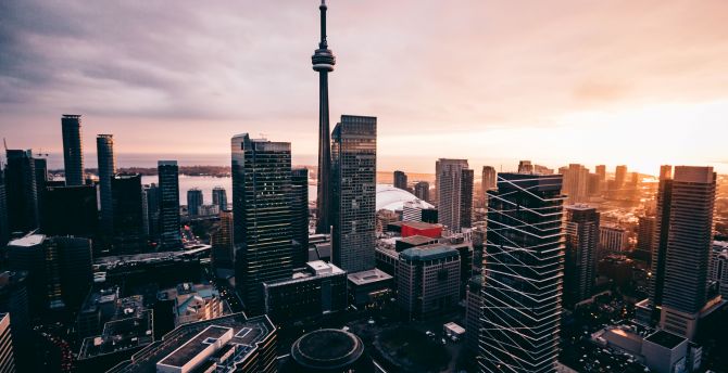 Skycrappers, buildings, cityscape, sunset, Toronto wallpaper