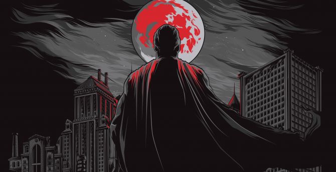 Superman, dark, buildings, dc comics, 2019 art wallpaper