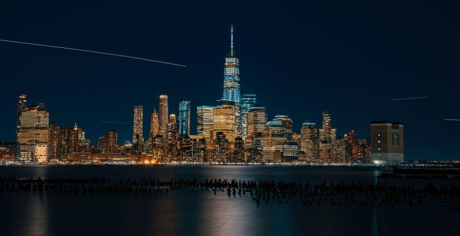 New york, buidlings, city, night wallpaper