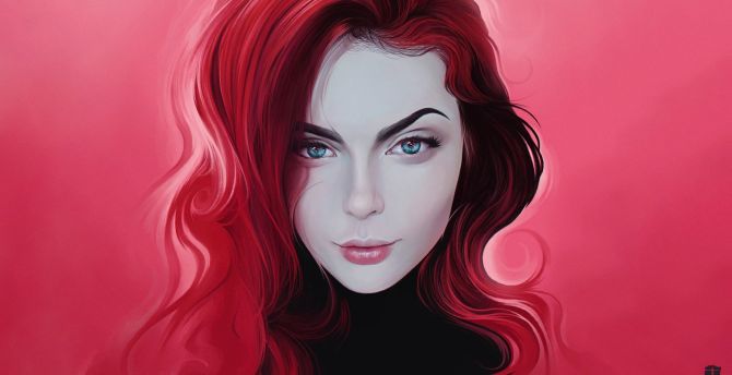 Redhead, gorgeous woman, art wallpaper