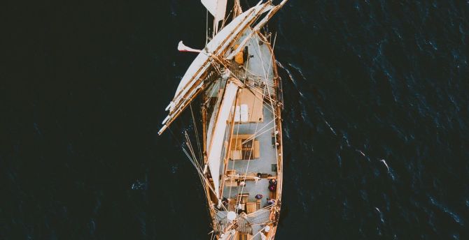 Ship, aerial view, sea wallpaper