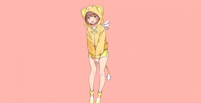 Hoodie, yellow, Sakura Kinomoto, Cardcaptor Sakura, smile wallpaper