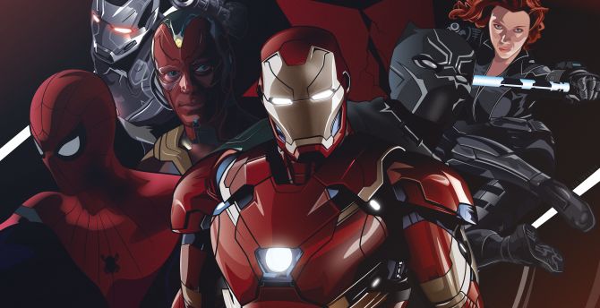 Avengers, marvel superheroes, team, artwork wallpaper