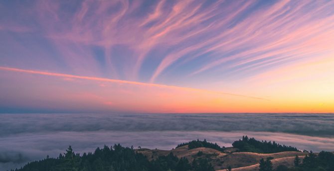 Mount Tamalpais, nature, sunset, sky, clouds wallpaper