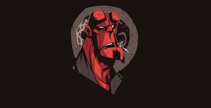 Hellboy, lazy, minimal wallpaper