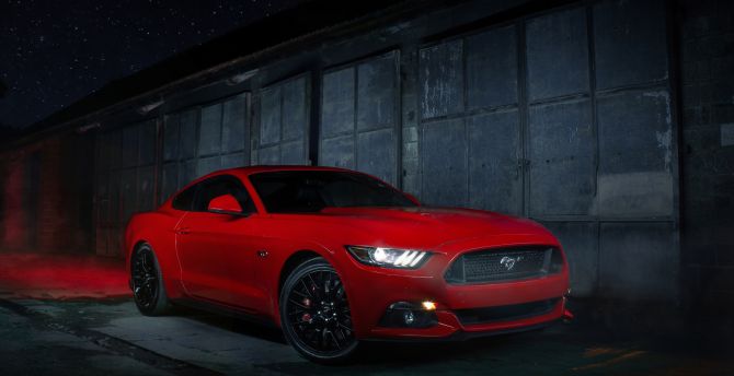 Red Ford Mustang, 2019 wallpaper