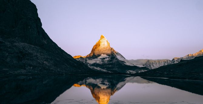 Shinging alps, mountains, reflections, lake wallpaper