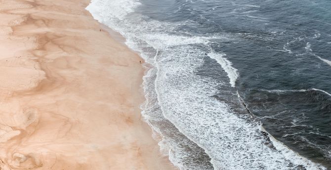 Sea waves, beach, aerial view wallpaper