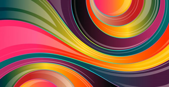 Colorful waves, lines, glossy and multicolor, abstract wallpaper, hd ...