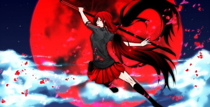 Wallpaper warrior, saya kisaragi, blood-c, anime girl desktop wallpaper, hd  image, picture, background, 4a189d | wallpapersmug