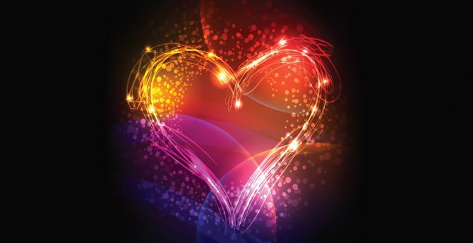 Heart, colorful, lights, abstract wallpaper