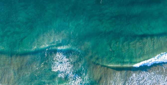 Waves, green sea, aerial view wallpaper