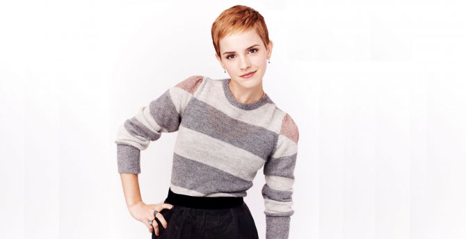 Emma Watson, short hair, beautiful, actress wallpaper