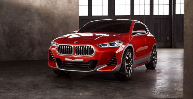 Red, front, BMW X2 wallpaper