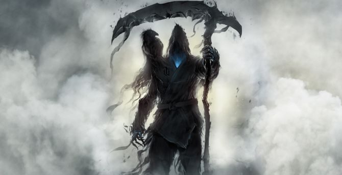 Fantasy, Grim Reaper, raven, dark wallpaper