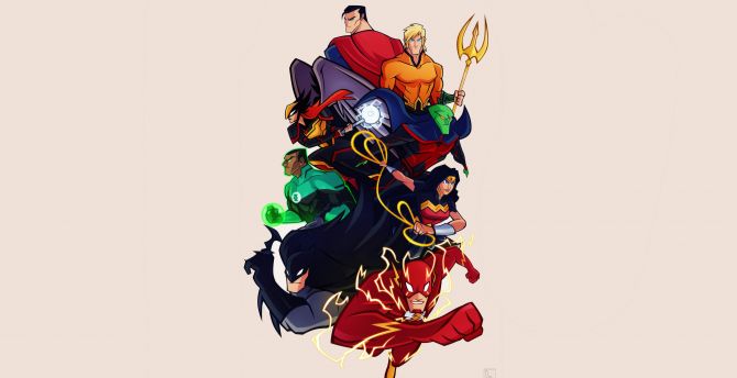 Justice league, cartoon, dc comics, artwork wallpaper