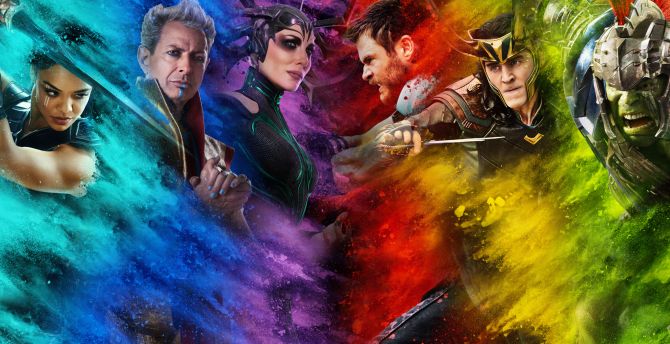 Thor: Ragnarok, movie, colorful, art wallpaper