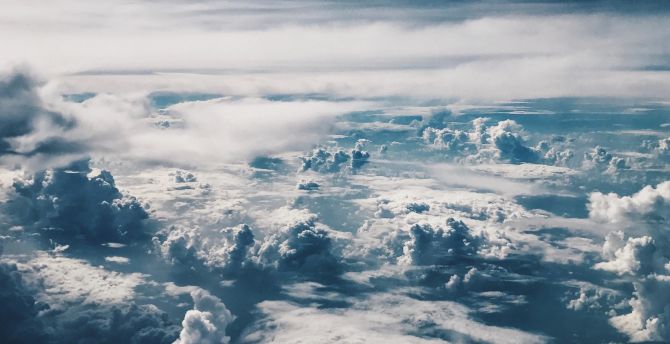 Sky, clouds, nature, sea of clouds wallpaper