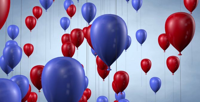 Blue & red, balloons wallpaper