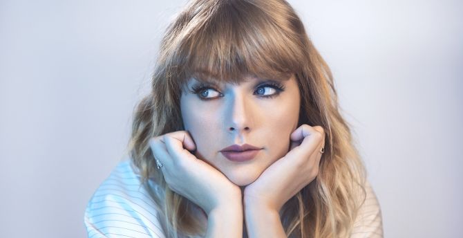 Looking away, beautiful, blue eyes, Taylor Swift wallpaper