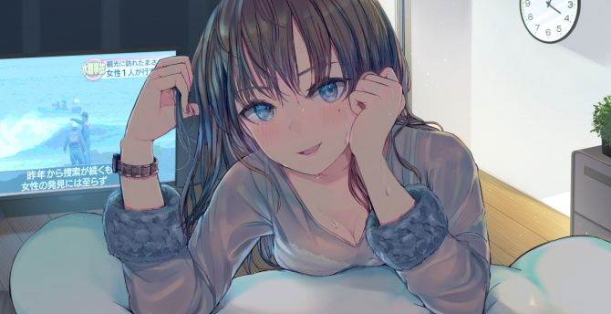 Wallpaper blue eyes, cute, anime girl, beautiful, original desktop wallpaper,  hd image, picture, background, 4f6f5a | wallpapersmug