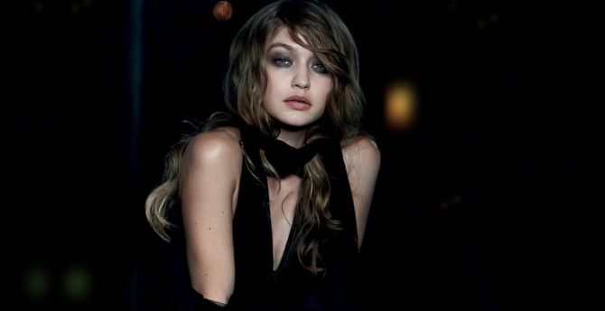 Gigi Hadid, Vogue Arabia, black dress, 2019 wallpaper