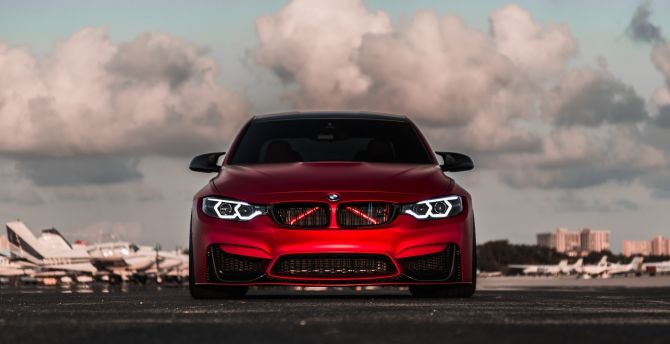 BMW M4, luxury vehicle, red, front wallpaper