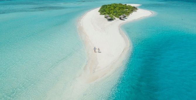Beach, aerial view, tropical island, Maldives wallpaper