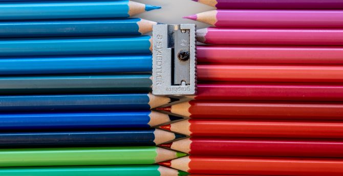 Colorful pencil, sharpener wallpaper