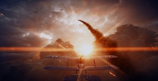 Battlefield 1, aircraft, fight, clouds, sky wallpaper